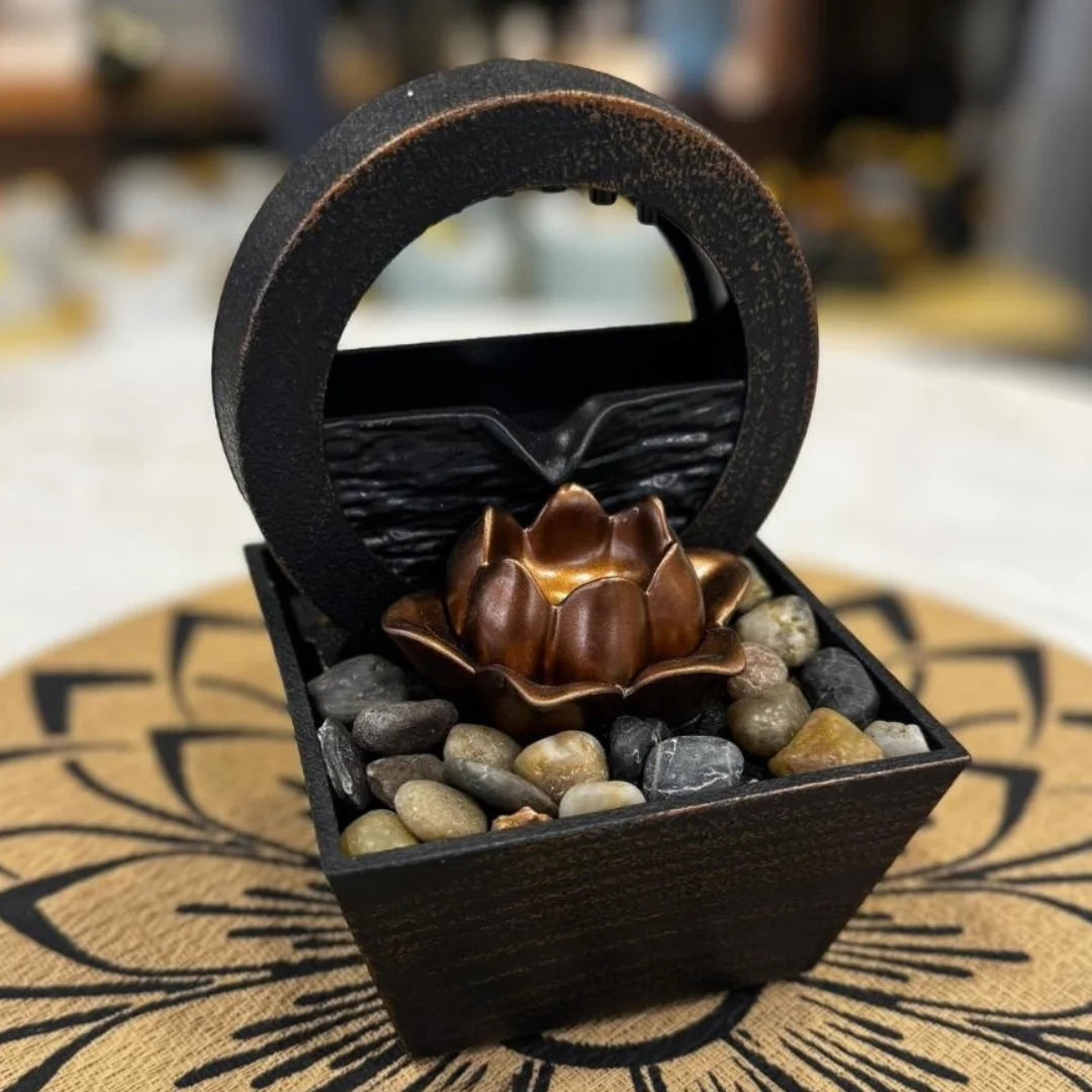 Mini Tabletop Fountain with LED, Decorative Indoor Desktop Waterfall Fountain