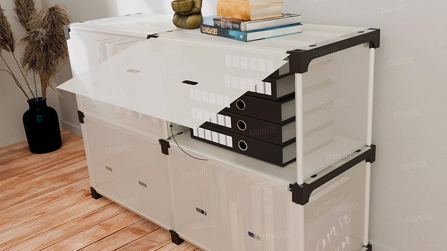 Multiayer Dustproof Cabinet Storage Shelf, Plastic Book Cabinet Organizer, Multipurpose Storage Rack, Portable Wardrobe Cabinet, Clothes Storage Organizer, No Installation Storage Cabinet