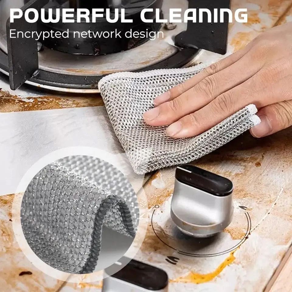 Steel Wire Dishwashing Cloth, Rust Removal Scouring Pad, Double Side Steel Wire Washing Brush, Multipurpose Steel Wool Rag, Reusable Steel Wool Dishcloth, Silver Wire Wipes Dish Towel, Non Scratch Wire Dishcloth