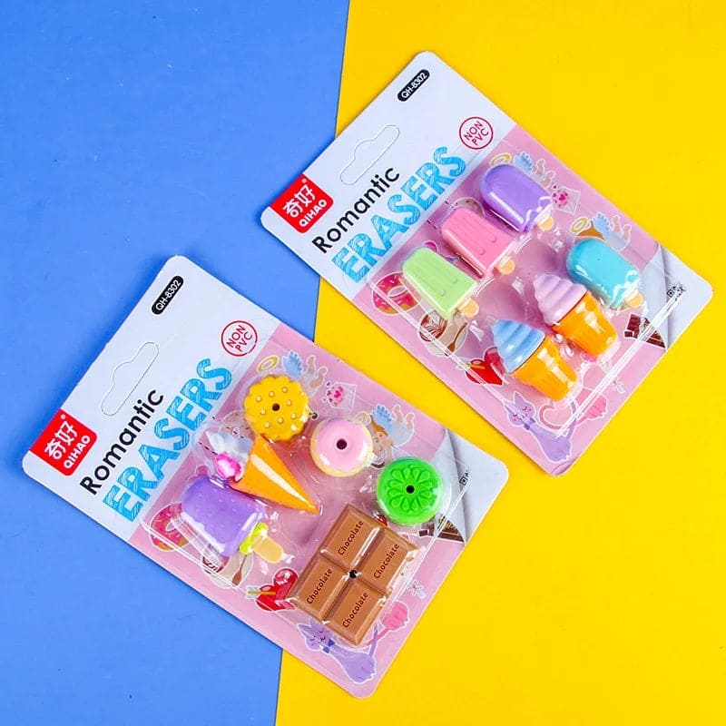 Set Of 6 Cute Fancy Eraser, Cute Cartoon Pencil Eraser, Non Toxic Dessert Eraser for Kids, Children School College Office Supplies