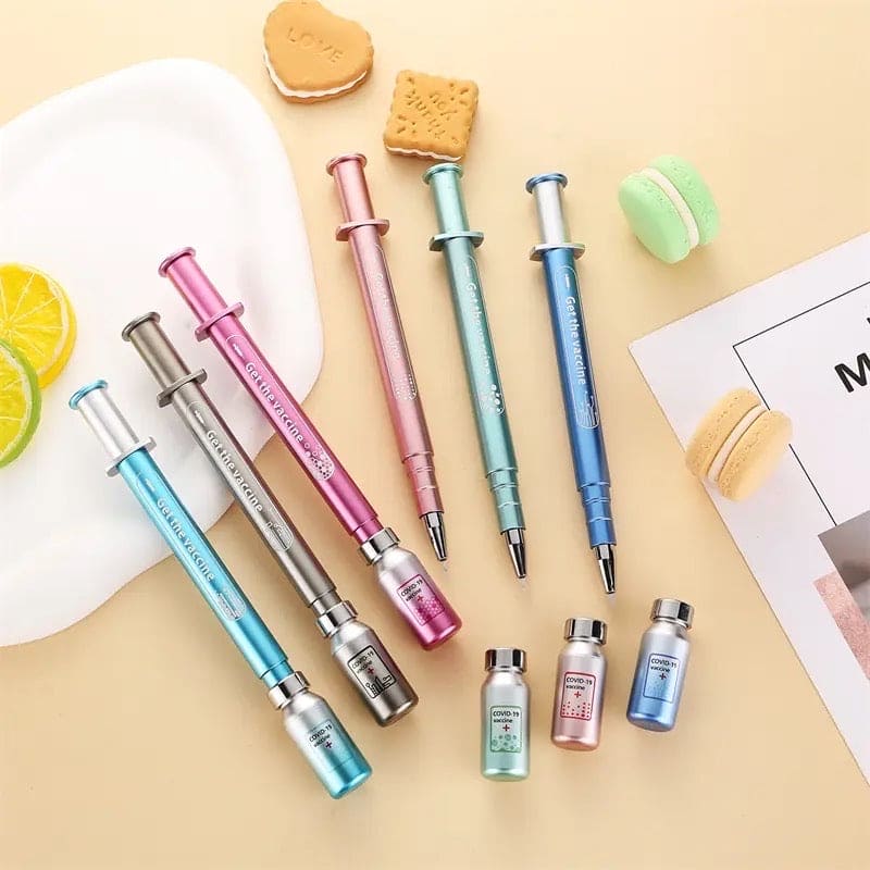 Luminous Vaccine Gel Pen, Doctor Nurse Pen, Syringe Neutral Pens, Syringe Modeling Gel Pen, Student Stationery Pen, School Office Supplies Gel Pen, Creative Syringe Shape Gel Pen