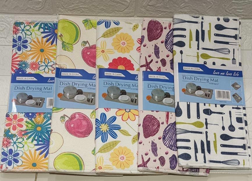 Printed Kitchen Water Absorbing Mat, Waterproof Kitchen Countertop Drying Mat, Tableware Dish Drying Coffee Mat