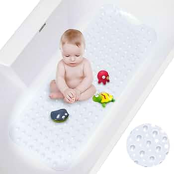 Rectangle PVC Anti Skid Bath Mat, Soft Shower Bathroom Mat, Suction Cup Non Slip Bathtub Carpet