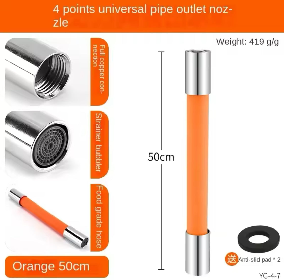 360° Rotation Faucet Extender Pipe, Kitchen Faucet Extension Hose Pipe, Durable Bathroom And Garden Splash Proof Hose