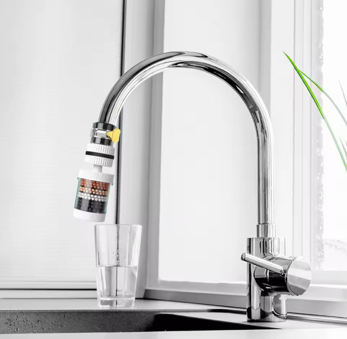 Water Purifier Tap, Water Filter Nozzle, Household Kitchen Home Carbon Faucet, Multi Layer Fine Faucet Filter, 6 Layer Faucet Filter, Universal Kitchen Faucet Water Tap Heads, Anti Spill Water Saving Water Filter for Kitchen Home Bathroom