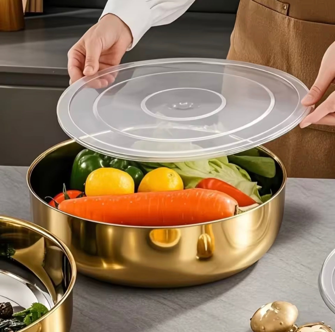 Multi Purpose Mixing Bowl with Transparent Lid, Rustproof Stainless Flour Mixing Bowl, Food Preparation Kitchen Bowl