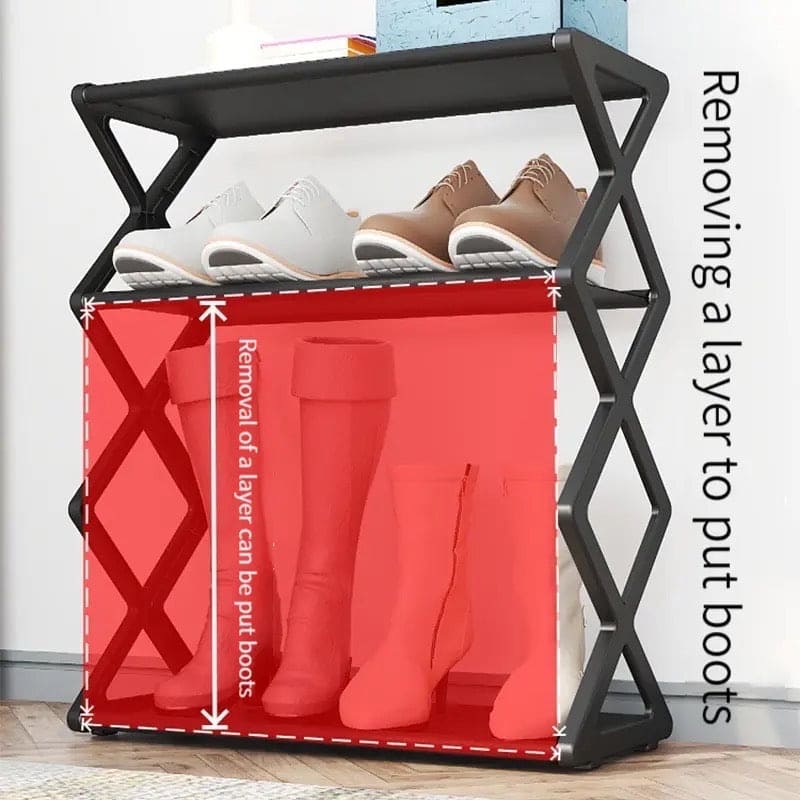 4 Tier Modern X Shoe Rack, Simple Multi Layer Space Saving X-shaped Shoe Rack, Dustproof Storage Shelf Shoes Organizer, Creative Fabric Dustproof Shoe Rack, Multi Layer Shoe Storage Rack For Home