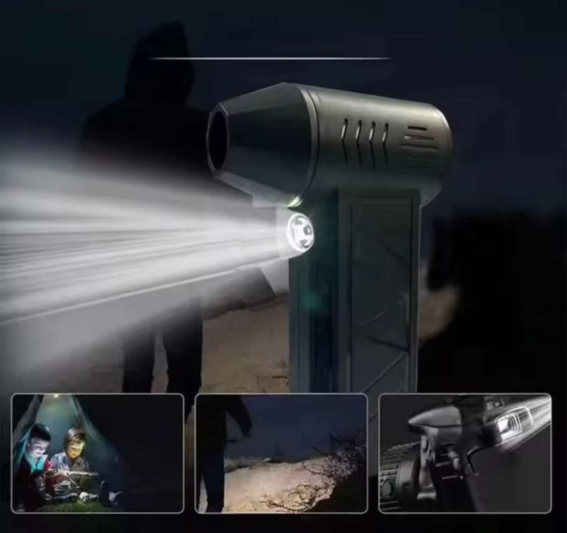 Rechargeable Powerful Blower with LED, Mini Turbo Jet Fan, Adjustable Wind Speed Turbo Violent Blower