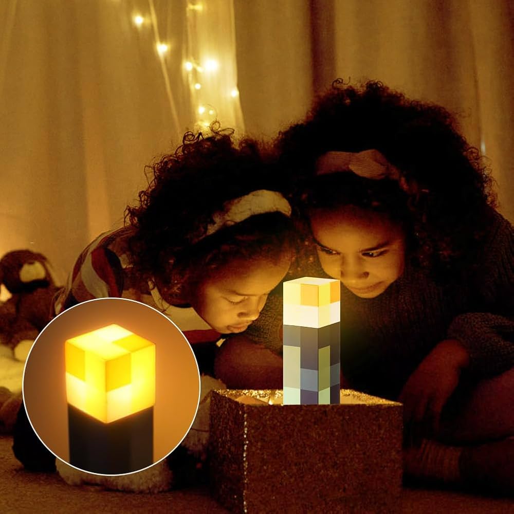 LED Pixel Block Night Lamp, Colorful Pixel LED Desk Lamp, Block Style LED Mood Lamp, Minecraft Style Pixel Night Lamp