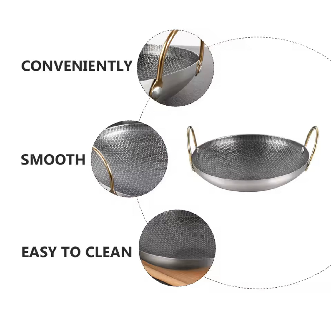 Stainless Steel Double Ear Cooking Pan, Multipurpose Kitchen Cooking Pan, Kitchen Gadgets