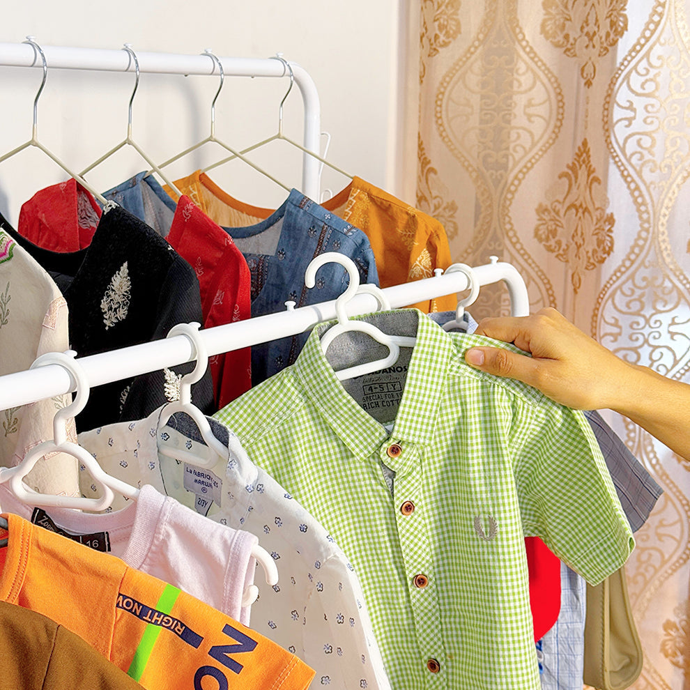 Dual Pole Metal Clothes Stand With Shoe Tiers, Standing Wardrobe Clothes Rack, Floor Stand Drying Rack