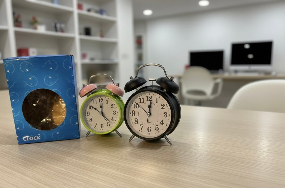 Mini Retro Twin Bell Alarm Clock,
Metal Twin Bell Alarm Clock, Analog Quartz Display Clock, Easy Operate Bedside Analog Small Desk Clock