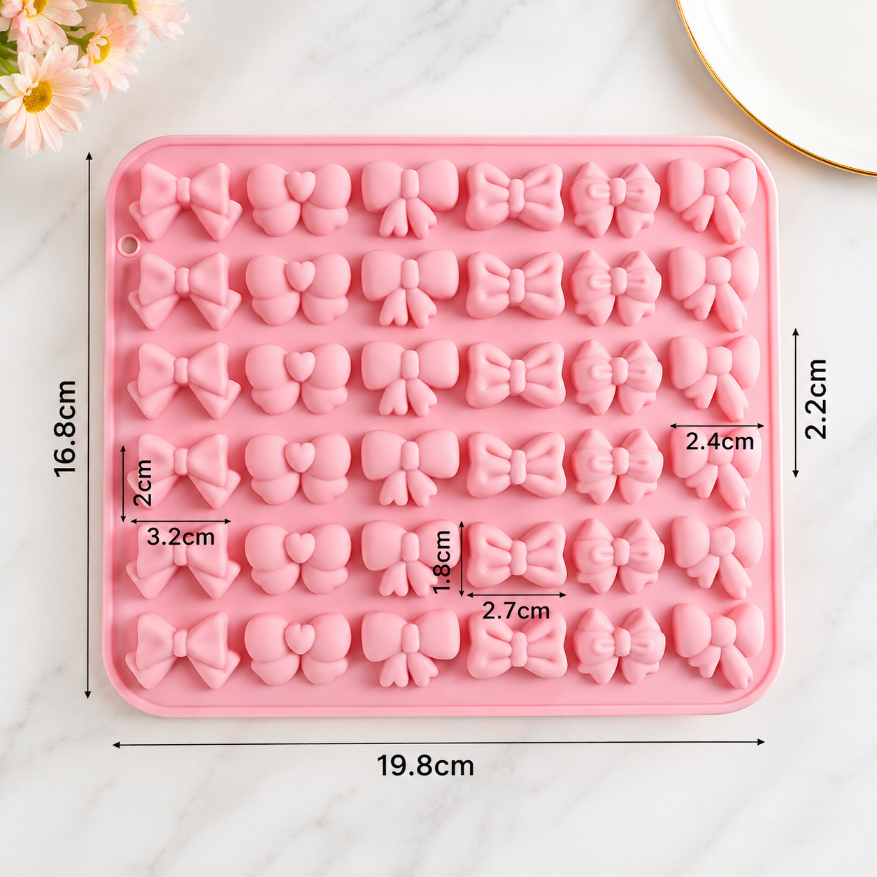 Mini Bow Silicone Chocolate Mold, Reusable Silicone Bow Mold Tray, Bow Shape Fondant And Chocolate Mold