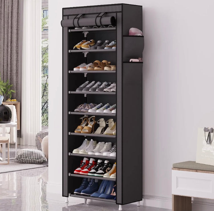 10 Layer Shoe Storage Rack, Dustproof Fabric Nonwovens Shoe Rack
