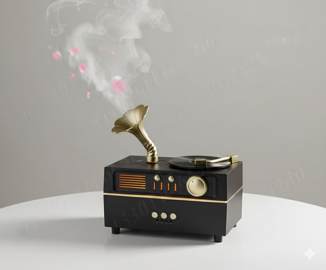 Vintage Gramophone Bluetooth Speaker With Humidifier, Retro Gramophone Air Humidifier, Aroma Humidifier, Home Office Air Purifier