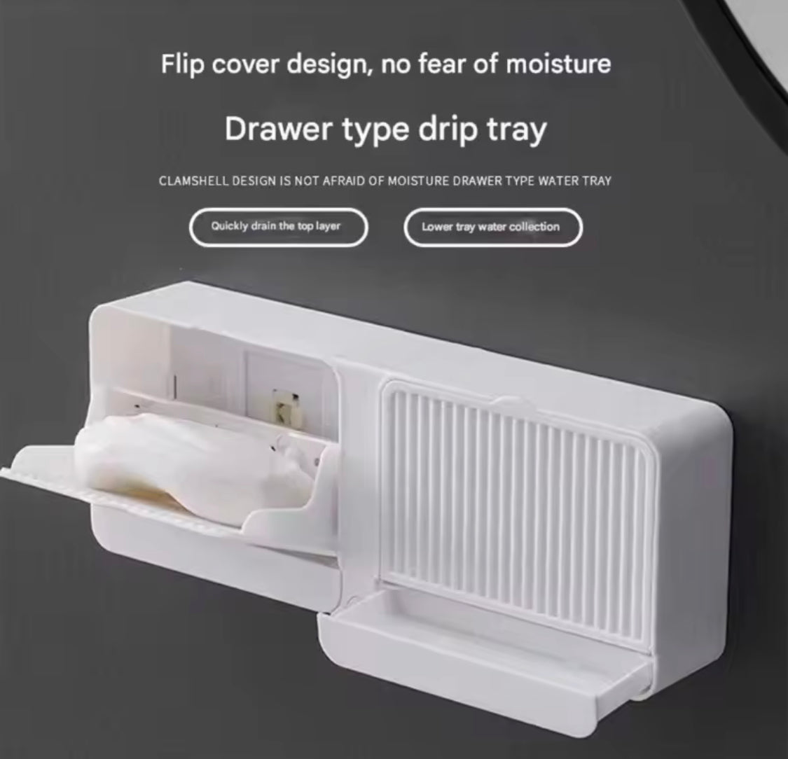 Wall Mounted Double Grid Soap Holder With Drain Tray, Multifunctional Punch Free Vertical Soap Box, Self Adhesive Waterproof Soap Organizer