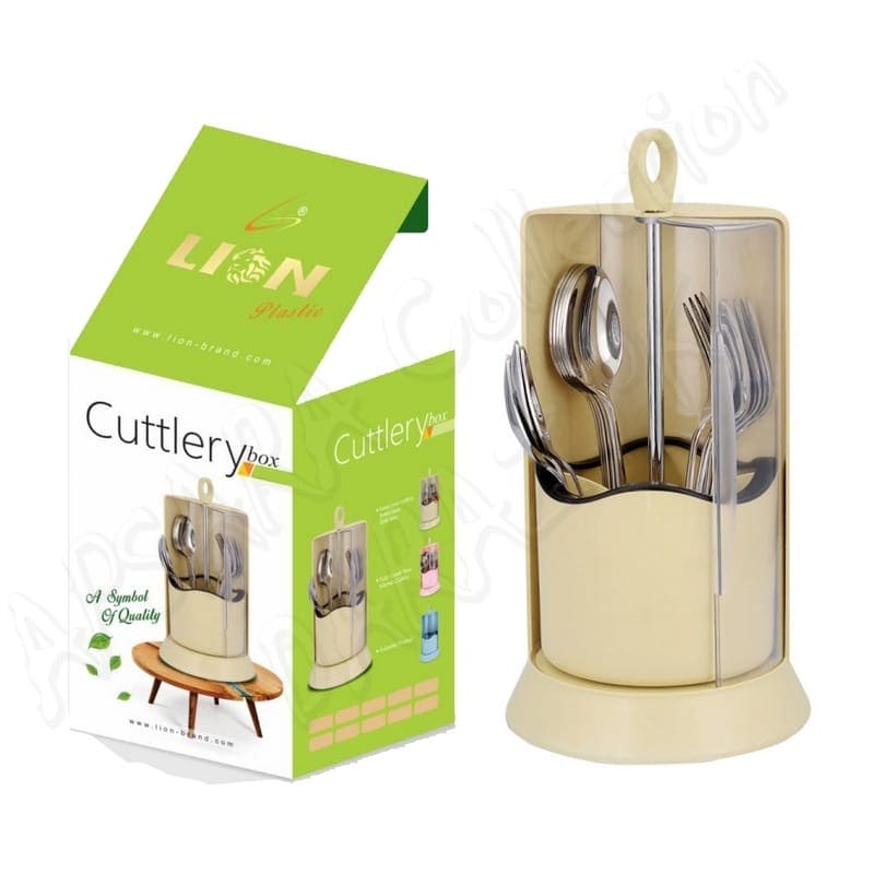 Covered Cutlery Holder, Rotating Cutlery Box With Transparent Cover, 4 Compartment Cutlery Holder, Multifunctional Fork Chopsticks Storage Stand, Standing Plastic Storage Container, Kitchen Cutlery Organizer