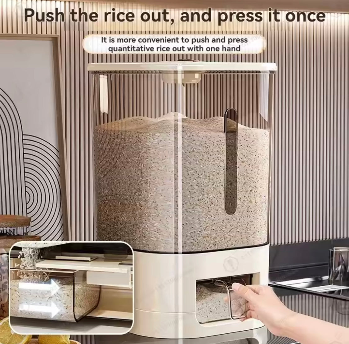Transparent Kitchen Rice Storage Dispenser, Moisture Proof Cereal Dispenser, Sealed Storage Rice Container