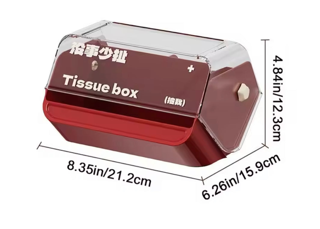 Durable Plastic Anti Slip Tissue Box, Decorative Tissue Case Holder, Desktop Tissue Holder With Compartments