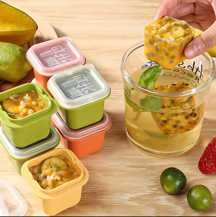 Reusable Ice Block Molds,
6 Grid Cube Tray, Square Ice Block Storage With Lid