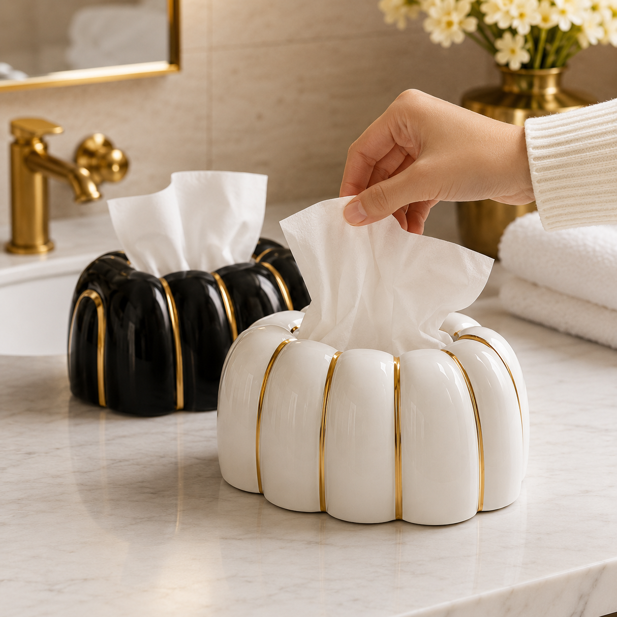 Decorative Ceramic Tissue Box, Premium Tabletop Tissue Box, Home Décor Tissue Box, Luxury Vanity Tissue Box