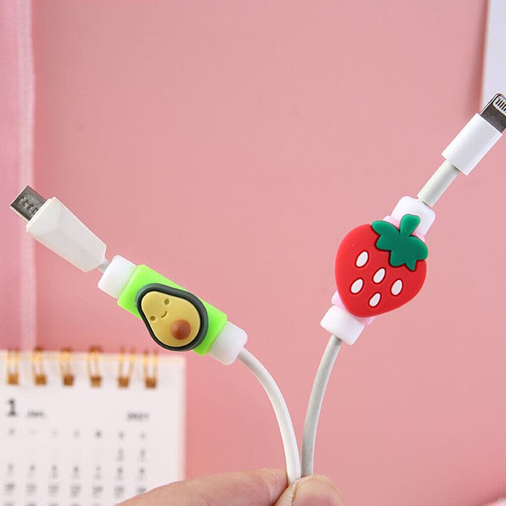 Set Of 5 Cartoon Wire Protector, Minnie Stitch Charger USB Cable Winder, Charging Cable Saver, Silicone Bobbin Winder For Cell Phone, Anime Cable Protector Beads, Charging Data Line Earphone Bite Organizer, Anti Break Protector for Mobile Cables
