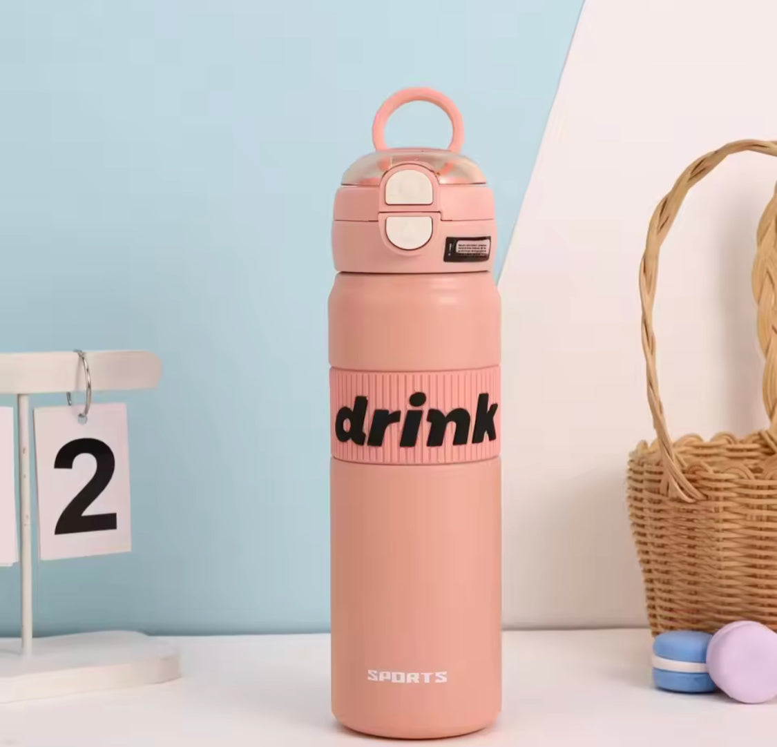 Portable Sports Water Bottle With Flip Lid, Large Capacity Handheld Student Insulated Mug, Stainless Steel Insulated Water Mug