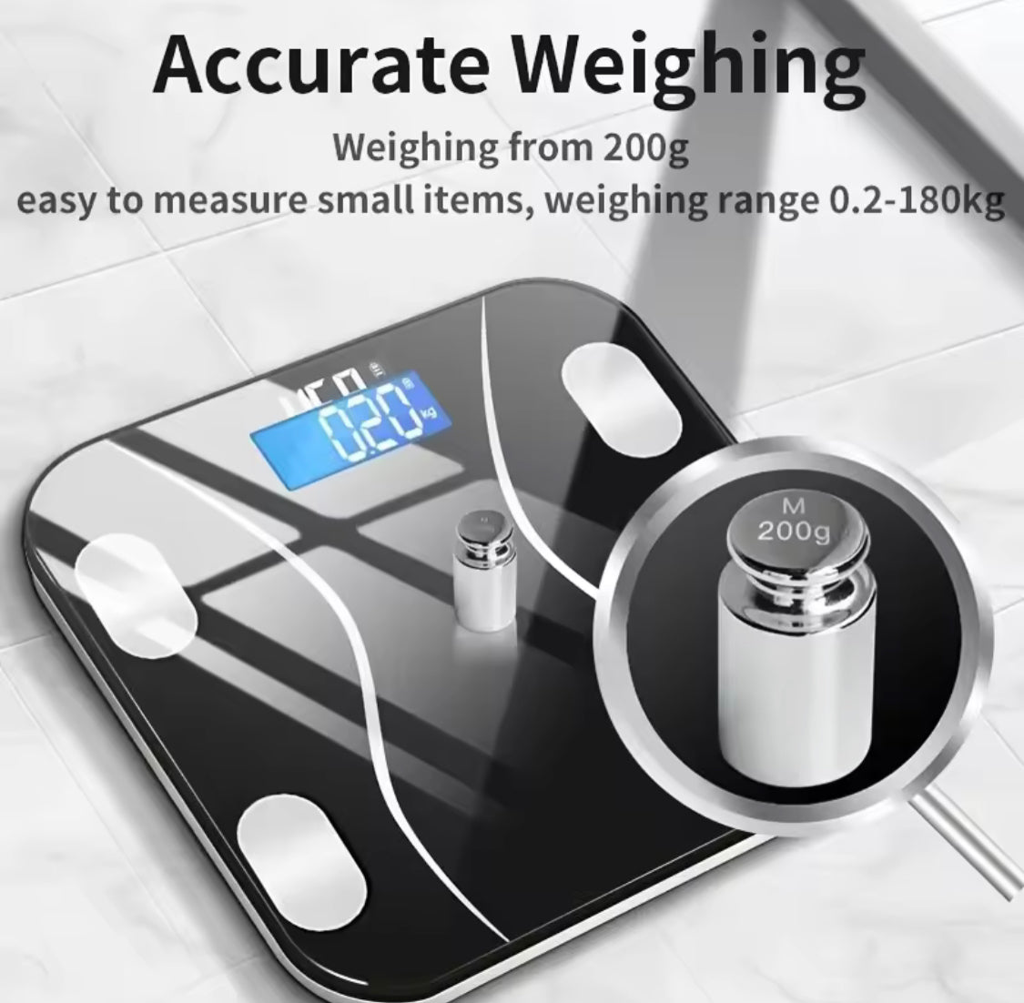 USB Charging Body Fat Scale With Bluetooth App, Smart Wireless Digital Weight Scale, Body Composition Analyzer Testing Scale