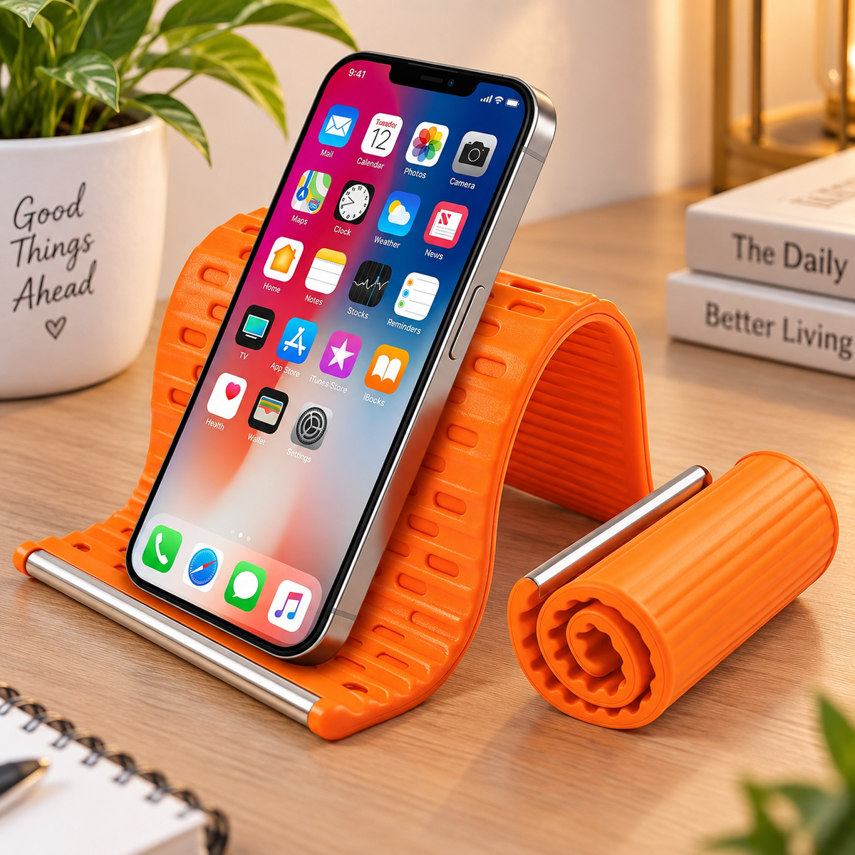 Flexible Silicone Phone Stand, Foldable Mobile Stand, Adjustable Mobile Holder, Phone Holder Stand for Desk, Tablet & Laptop Mobile Holder