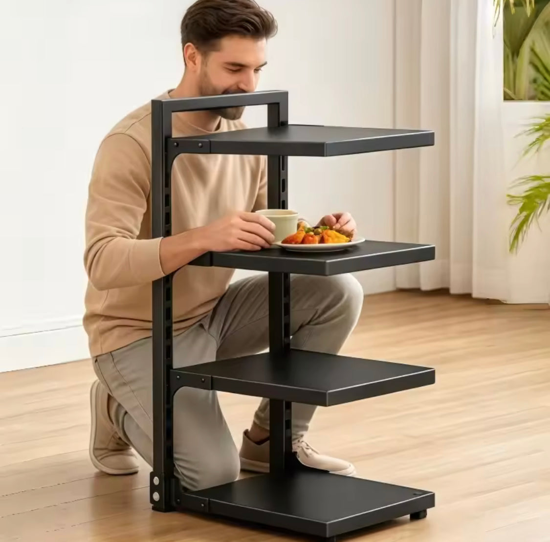 Adjustable Floor Standing Kitchen Pot Storage Rack, Space Saving Storage Rack, Multi Layer Kitchen Cabinet Storage Rack, Multifunctional Under Sink Organizer