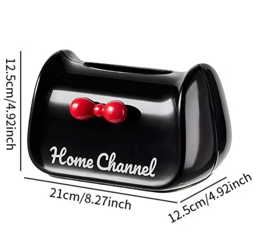 Elegant Bow Tissue Box Cover, Luxury Ribbon Tissue Holder, Glossy Bow Tissue Dispenser