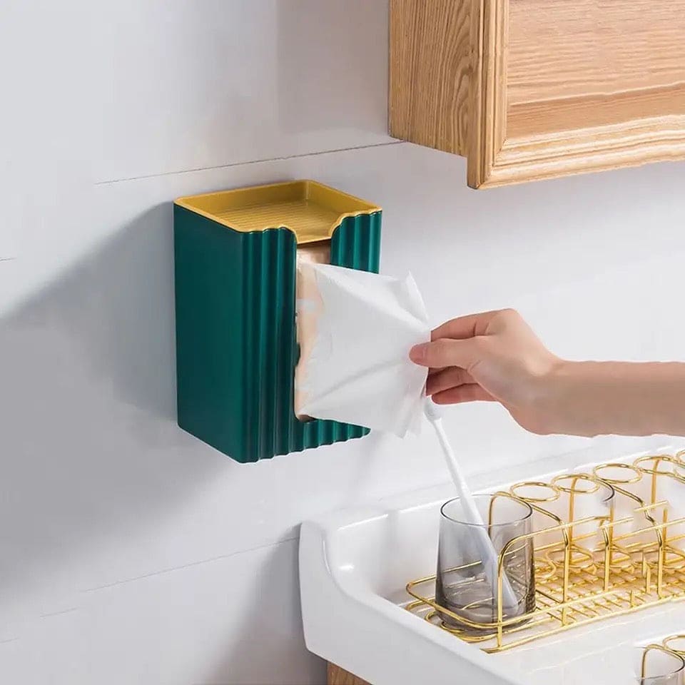 Funky Facial Tissue Box, Wall Mounted Napkin Holder, Self Adhesive Simple Paper Shelf, Nordic Luxury Tissue Box, Rectangular Plastic Tissue Paper Holder, Tissue Storage Box with Storage Shelf, Folded Hand Towel Dispenser