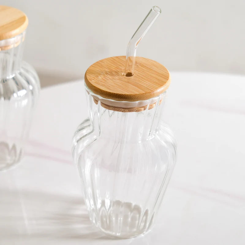 Milkshake Glass With Straw, Cold Coffee Glass Tumbler, Juice Glass Mug With Straw, Iced Coffee Mug With Straw