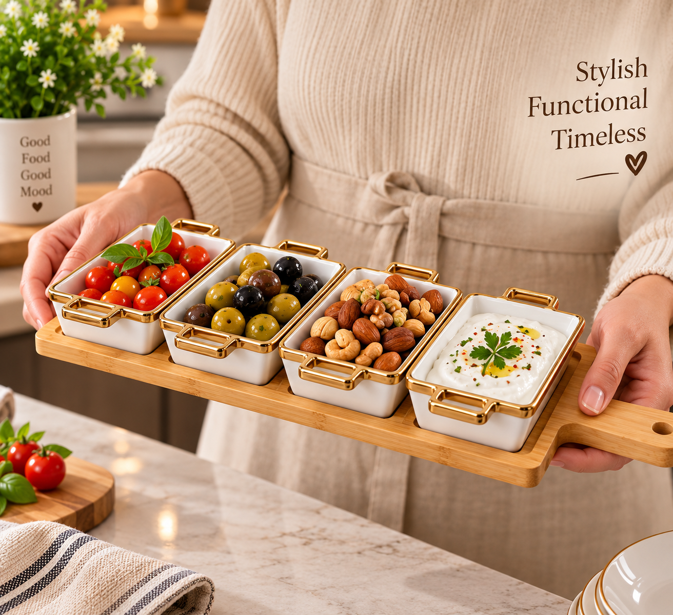 Elegant Tabletop Serving Dish Set, Luxury Snack & Appetizer Serving Set, All In One Appetizer Serving Tray