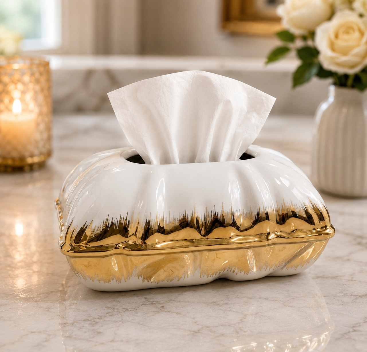 Luxury Vanity Tissue Box, Home Décor Tissue Box, Elegant Tabletop Tissue Box