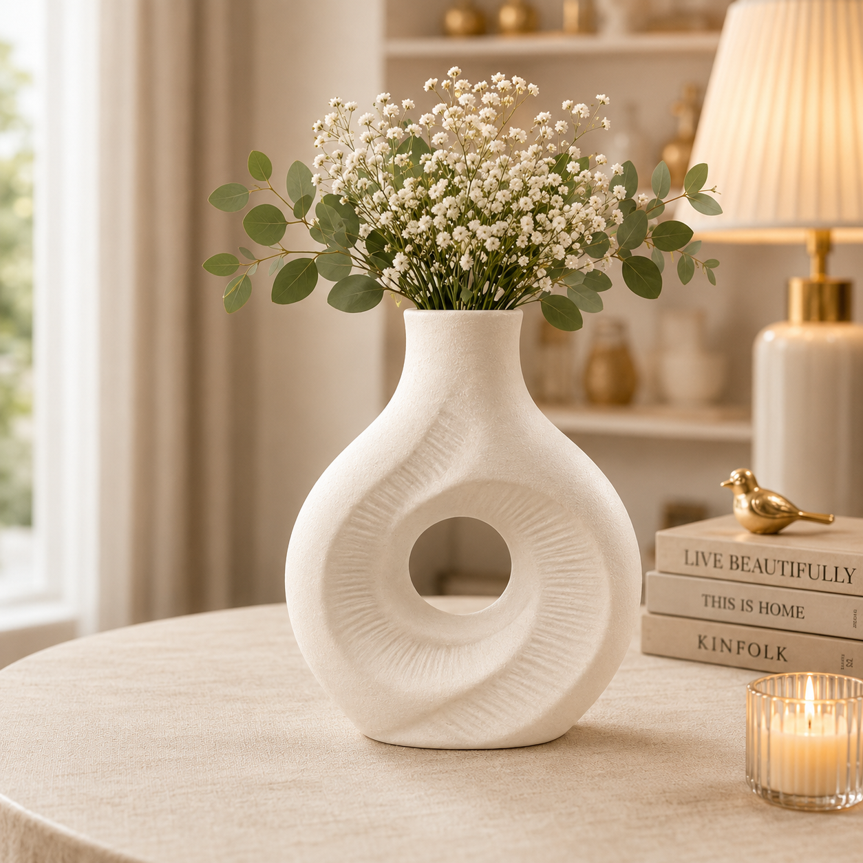 Table Decor Ceramic Flower Vase, Stylish Home Decoration Pot, Handmade Ceramic Vases