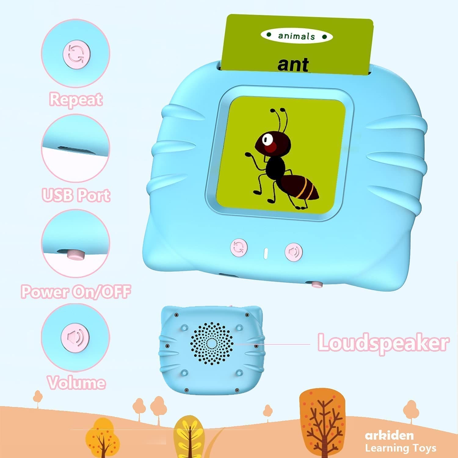 Talking Flash Card Reader, Set Of 12 Early Educated Card Machine, Pocket Vocabulary Educational Game, Educational Learning Talking Flash Cards, Kids English Language Electronic Audio Book, Toddlers Words Reading Helper