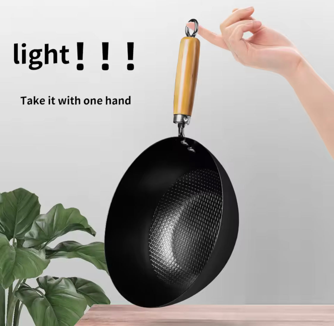 Non Stick Iron Frying Pan With Handle, Easy to Clean Cooking Pot, Kitchen Cookware Gadget