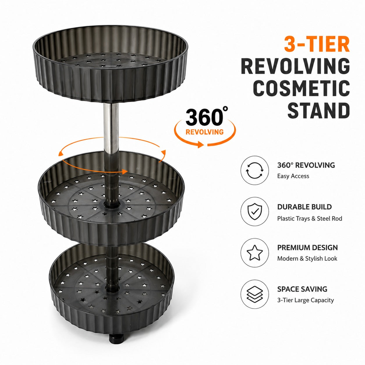Royal Rotating Cosmetic Organizer, Rotating Vanity Storage Shelf, Multifunction Makeup And Skincare Organizer