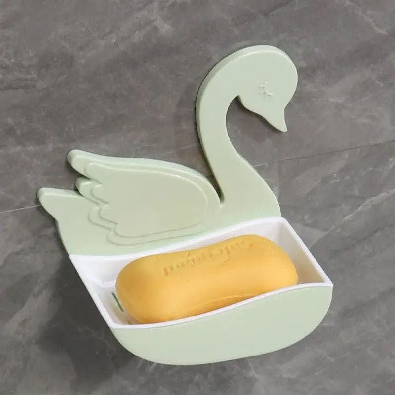 Swan Shape Soap Box, Wall Mounted Soap Holder, Hanging Bathroom Soap Tray with Suction Cup, Self Draining Soap Holder for Shower Wall, Multifunctional Soap Dish