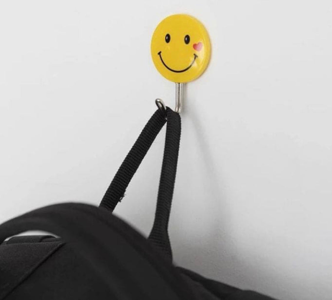 Multipurpose Strong Adhesive Wall Hook, Smiling Face Style Sticky Hooks, Strong Sticky Emojis Hook