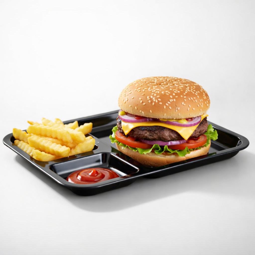 3 Compartment Food Serving Tray, Multipurpose Food Tray, Kitchen Serving Tray