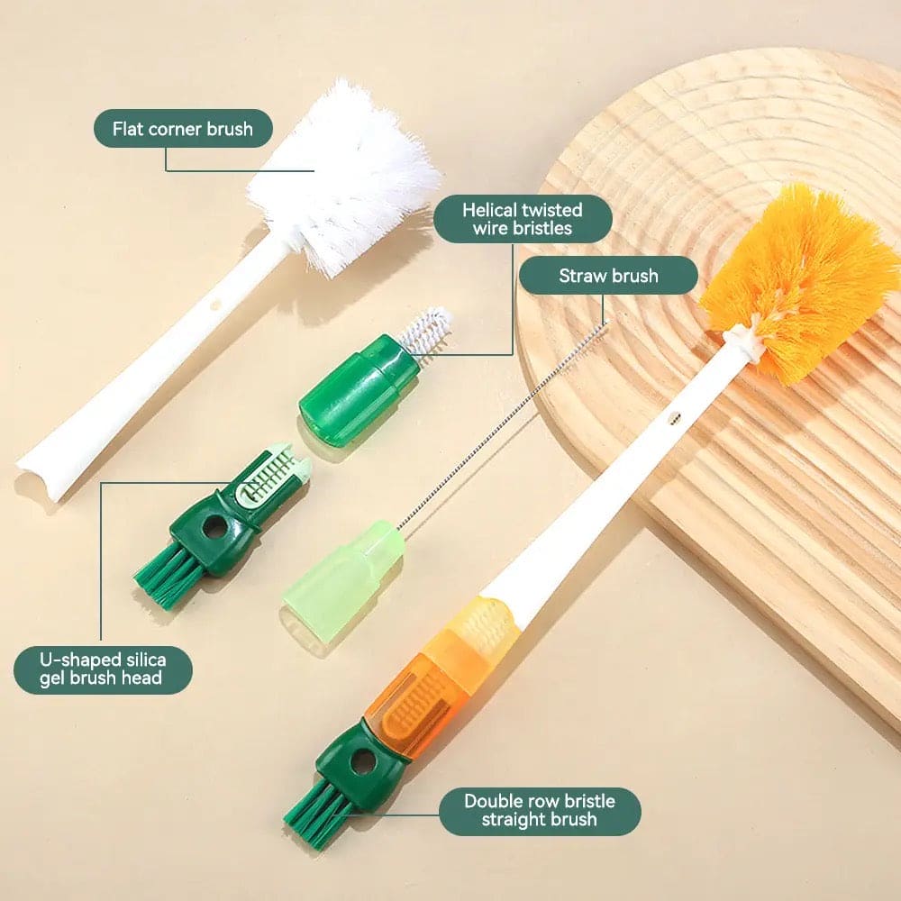 5 In 1 Cup Cleaning Brush, Multifunctional Long Handle Cup Wash Brush, Portable Clean Up Water Bottles Brush, Silicone Cup Cleaning Brush, Bottle Cleaning Brush Kit, Insulation Cleaning Brush, Ergonomic Grip Cup Brush, Groove Cleaning Brush