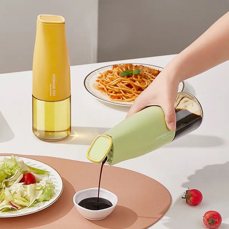 450Ml Oil Storage Pot, Auto Flip Kitchen Oil Bottle, Cooking Oil Dispenser For Kitchen, Automatic Opening Oil Bottle, Kitchen Non Hanging Oil Seasoning Bottle, Food Grade Condiment Bottle, Drip Free Spout Oil Container