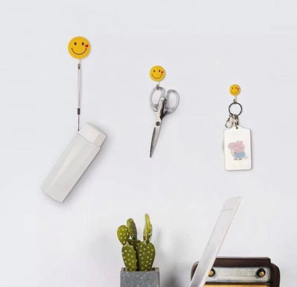 Multipurpose Strong Adhesive Wall Hook, Smiling Face Style Sticky Hooks, Strong Sticky Emojis Hook