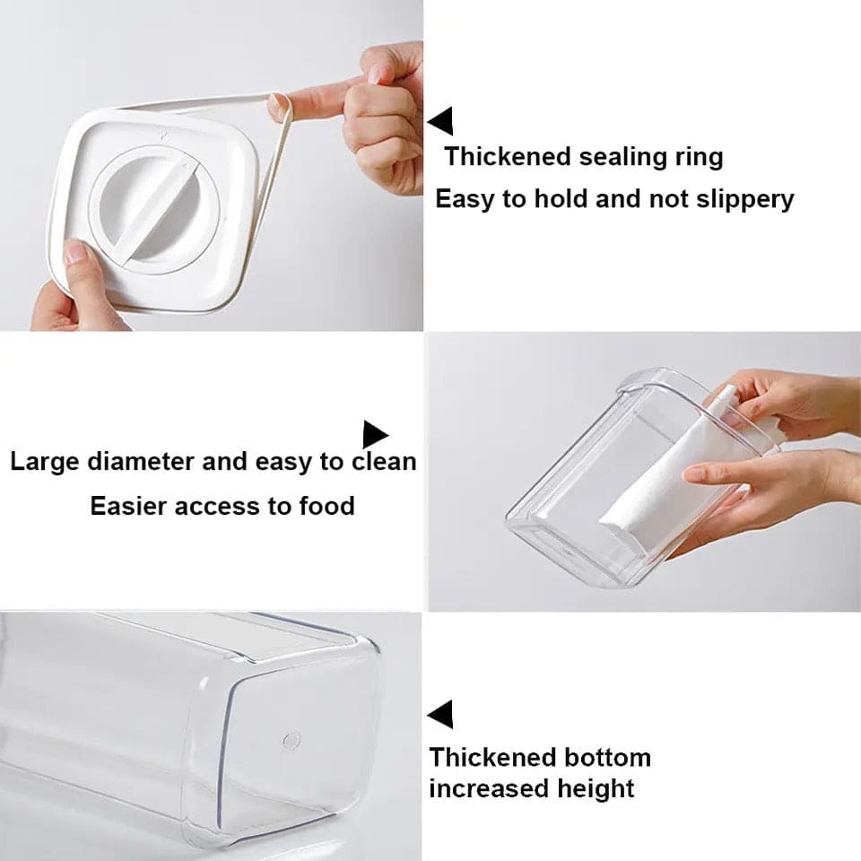 Spiral Button Sealed Container, Plastic Food Storage Container, Kitchen Organizer Jars Box, Multi Capacity Grain Storage Box, Kitchen Snacks Dry Plastic Fresh Keeping Tank, Acrylic Condiment Seasoning Set