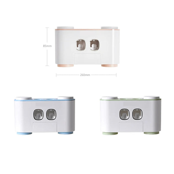 Wall Mounted Toothbrush Holder And Toothpaste Dispenser, Toothpaste Squeezer, Hands Free Toothpaste Dispenser, Toothbrush Holder, Bathroom Organizer