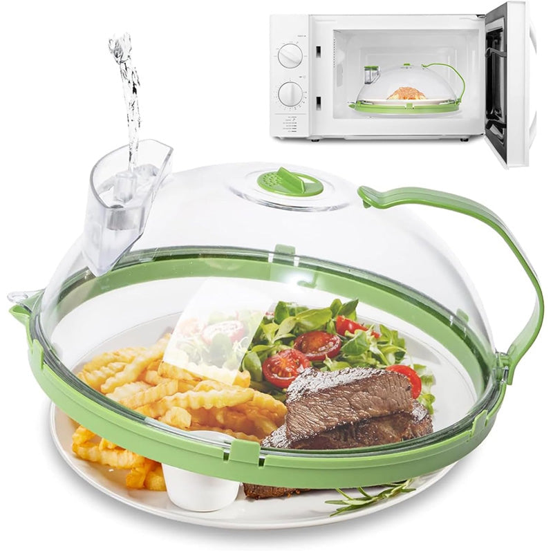 Transparent Food Cover Dome, Microwave Splatter Cover With Water Steamer, Reusable Microwave Food Cover, Kitchen Food Cover with Lock Clips