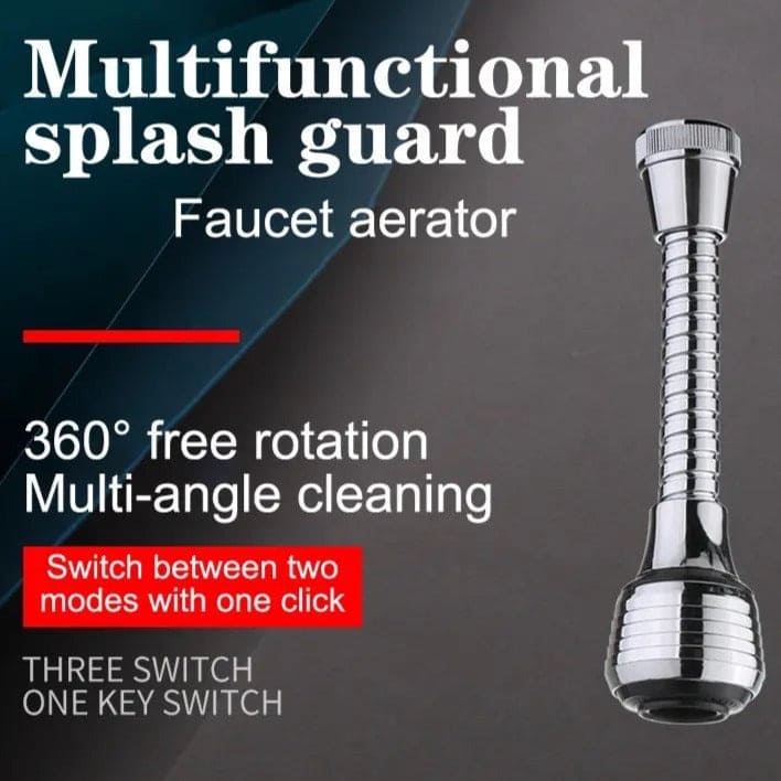 Stainless Steel Faucet Extender With 360° Rotating Bendable Spout – Anti-Splash, 16cm, Fits Most Kitchen Faucets