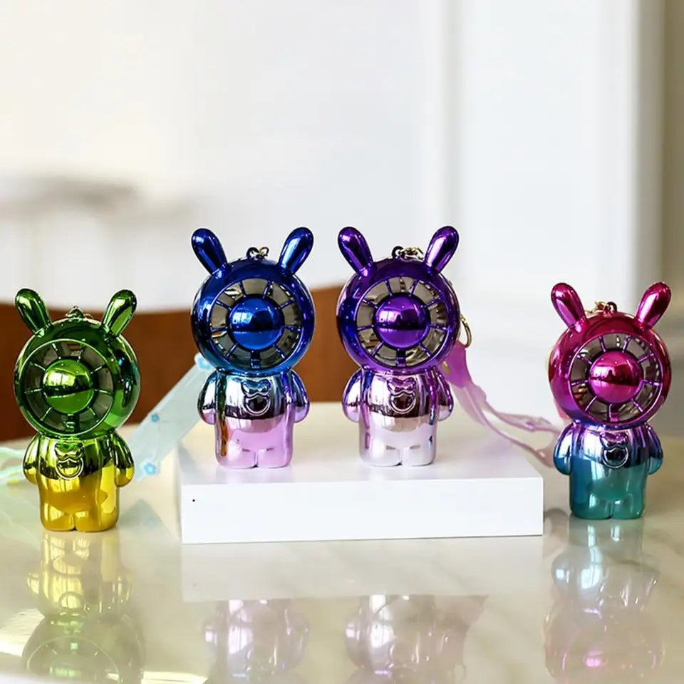 Mini Cartoon Keychain Fan, USB Rechargeable Small Fan, Out Door Use Portable Fan